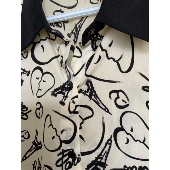 Catherine Malandrino Paris Print Blouse Medium - Picture 3 of 6